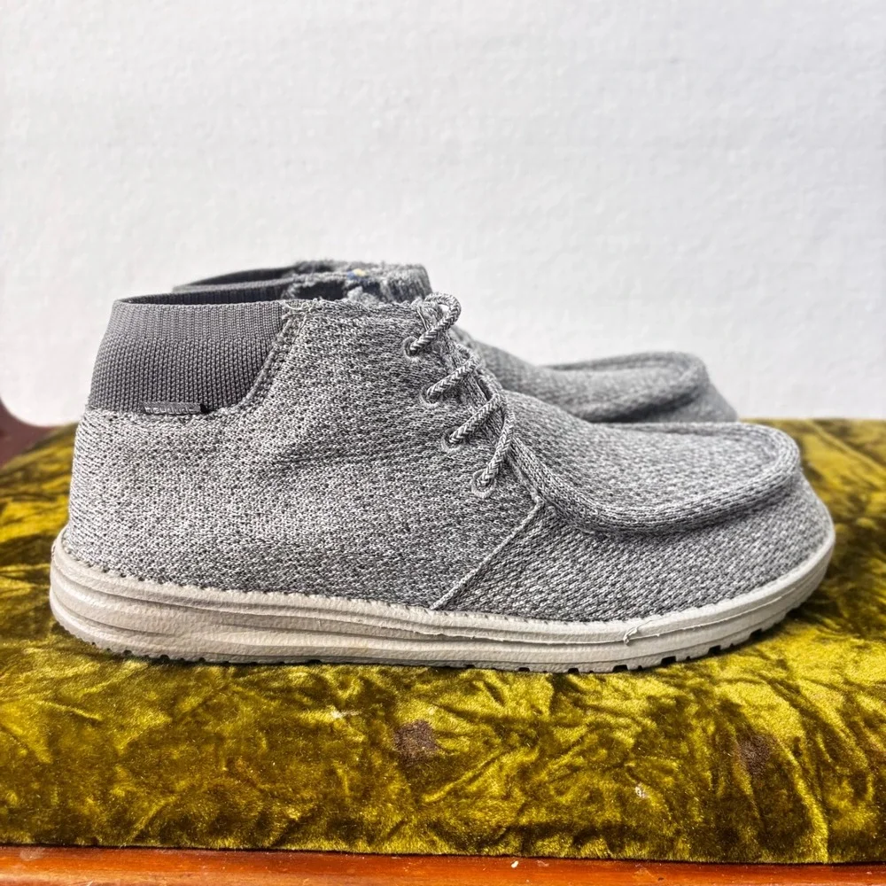 Hey Dude Wayne High Top Grey‎ Knit Chukka Boots Toe Shoes Size 8 SKU 112143000